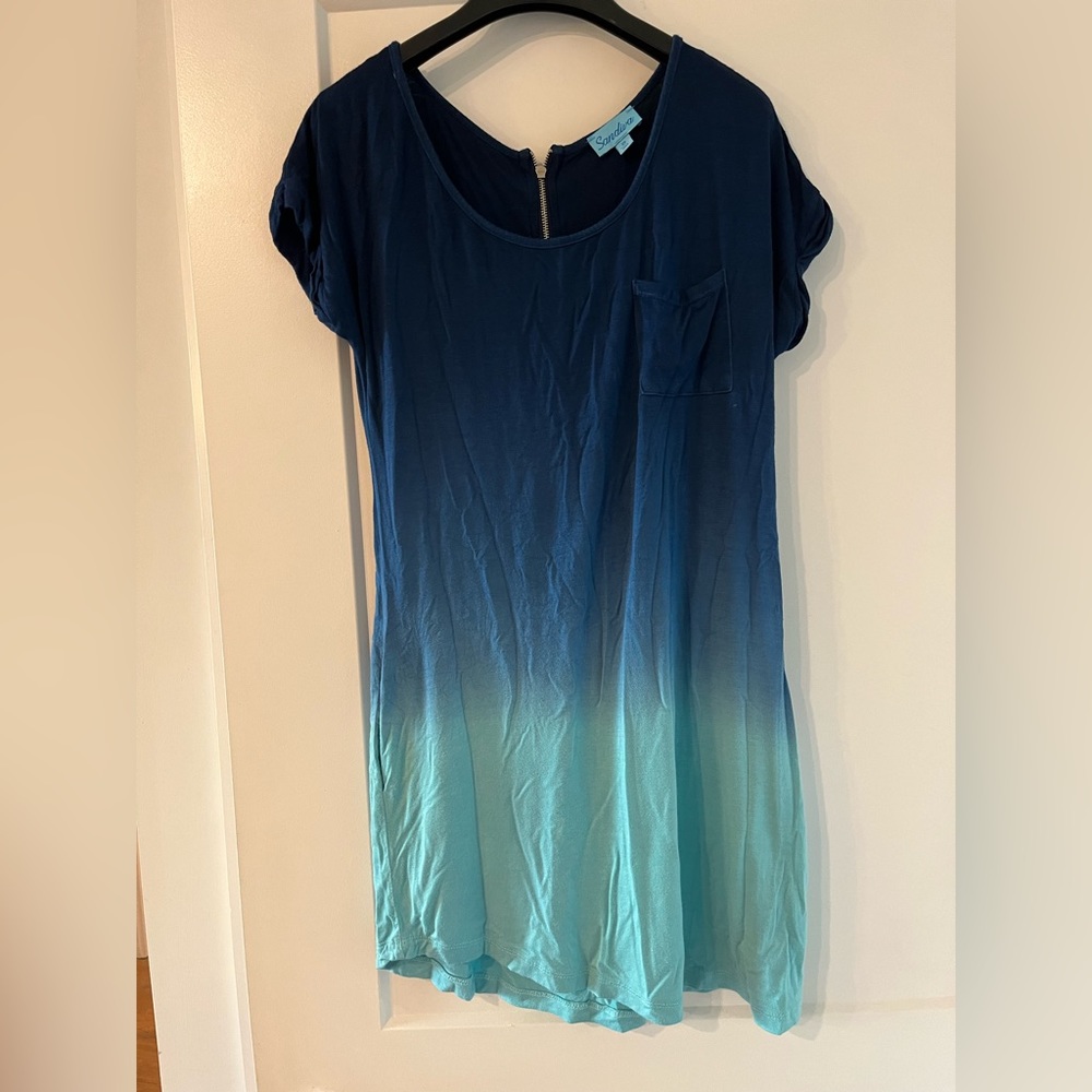 tie-die blue mini t-shirt dress